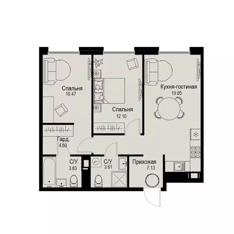 2-к кв. Санкт-Петербург ул. Профессора Попова, 38 (60.79 м) - Фото 0
