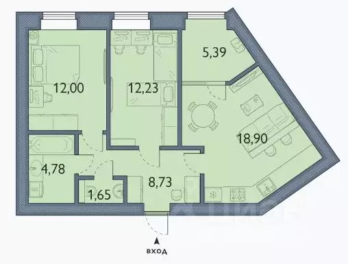 2-к кв. Брянская область, Брянский район, пос. Мичуринский, ... - Фото 1