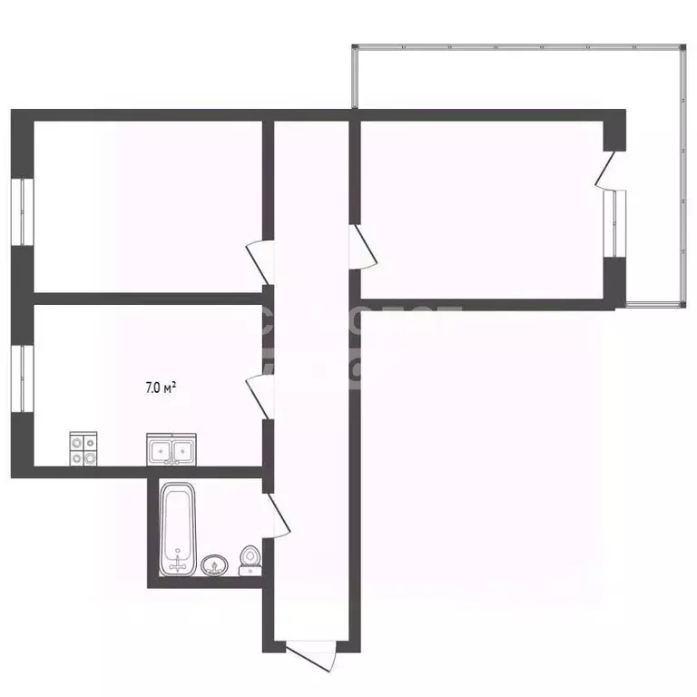 3-к кв. Московская область, Дзержинский ул. Ленина, 25 (56.4 м) - Фото 2