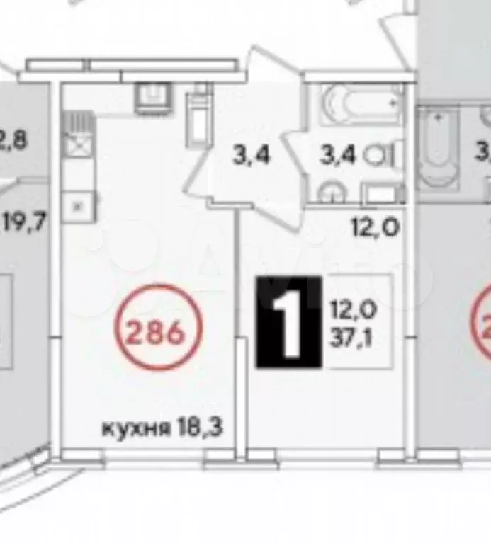 1-к. квартира, 37,1 м, 14/16 эт. - Фото 0