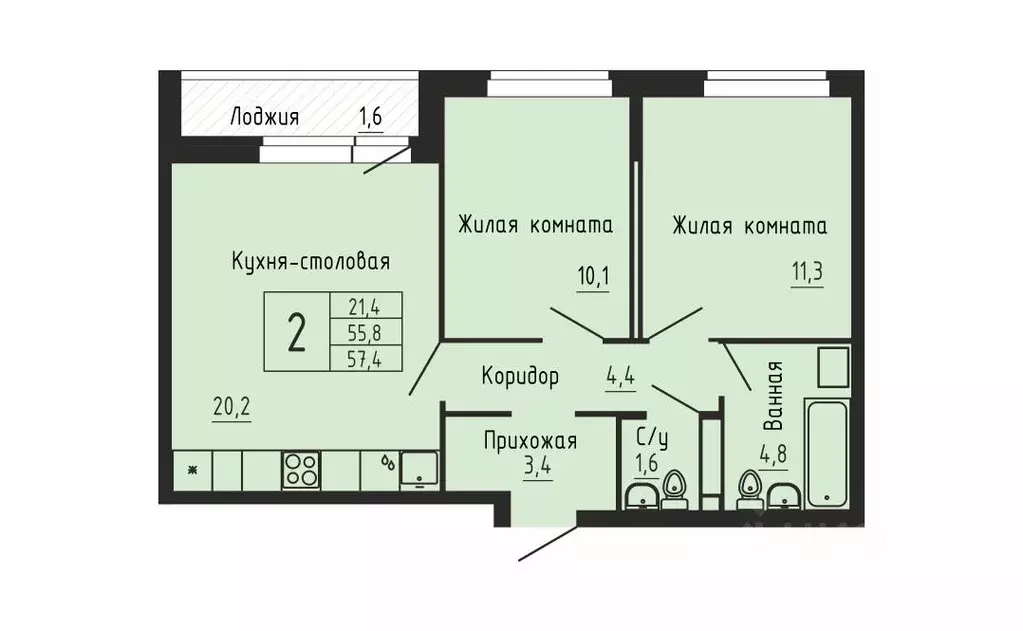 2-к кв. Свердловская область, Екатеринбург ул. Академика Парина, 12/6 ... - Фото 0