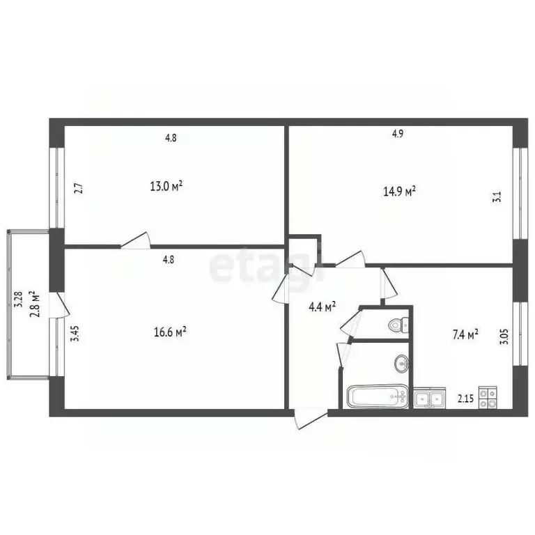 3-к кв. Хабаровский край, Амурск Комсомольский просп., 25 (62.0 м) - Фото 2