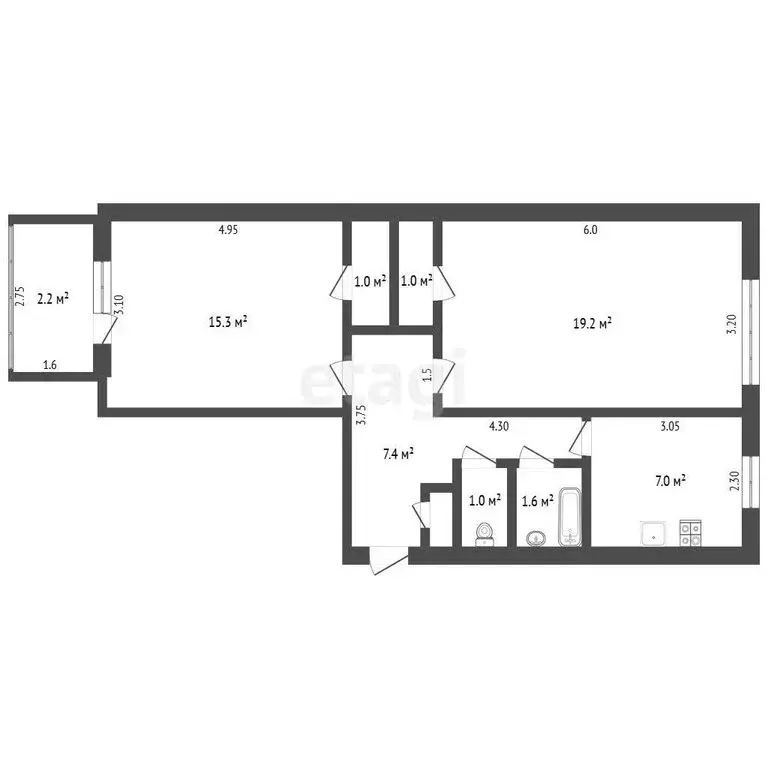 2-комнатная квартира: Стерлитамак, проспект Октября, 31 (54.3 м) - Фото 1