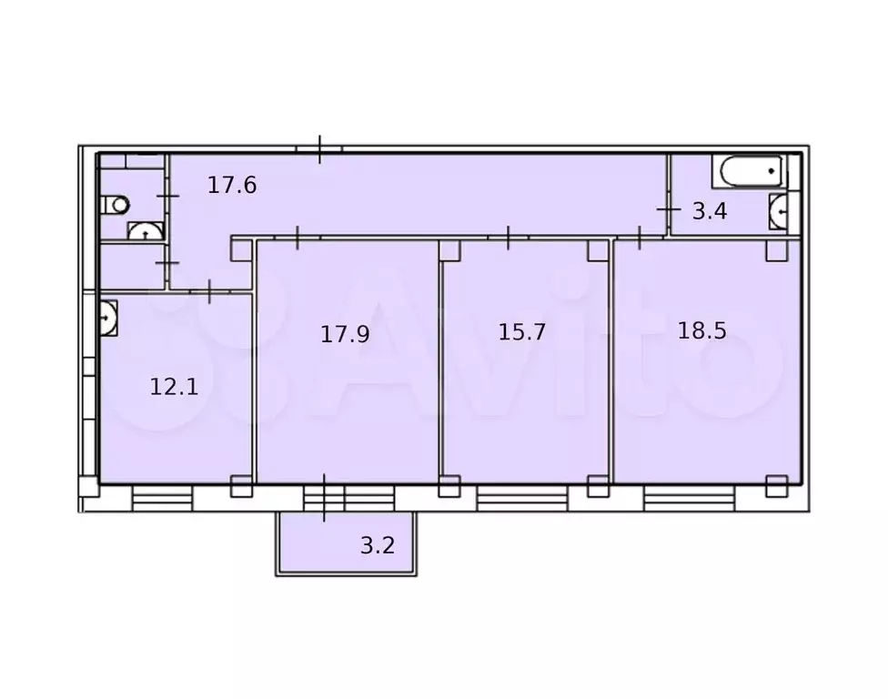 3-к. квартира, 87 м, 3/9 эт. - Фото 1