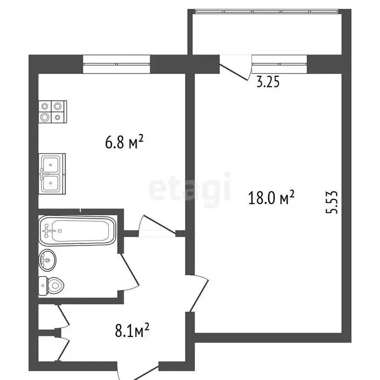 1-комнатная квартира: Ярославский муниципальный округ, посёлок ... - Фото 1