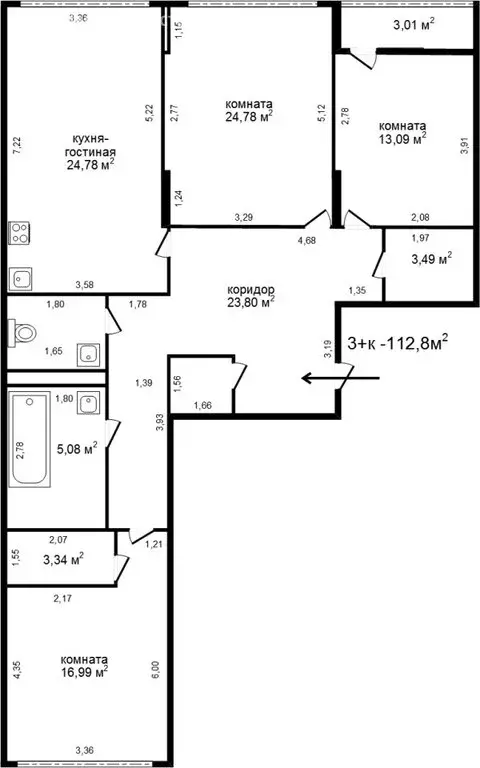 3-комнатная квартира: Екатеринбург, улица Ткачей, 17 (113 м) - Фото 1