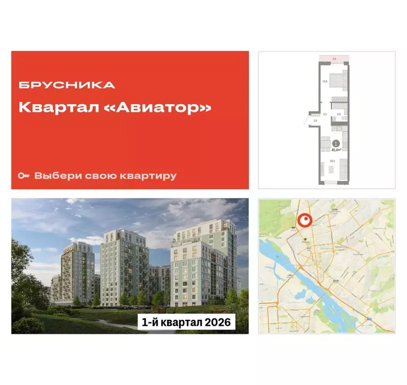 1-к кв. Новосибирская область, Новосибирск ул. Аэропорт, 88 (45.42 м) - Фото 0