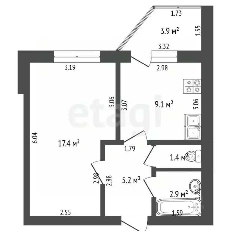 1-к кв. Башкортостан, Стерлитамак ул. Николаева, 18 (36.0 м) - Фото 2