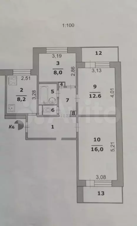 3-к. квартира, 59,3 м, 8/9 эт. - Фото 1