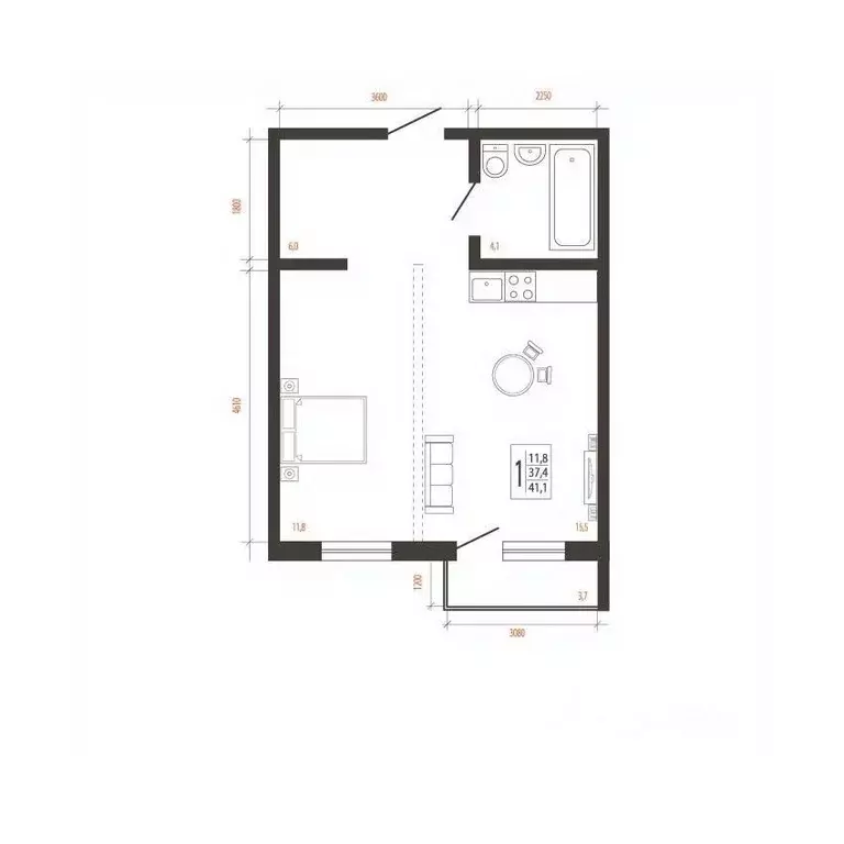 1-к кв. Иркутская область, Иркутск Сарафановская ул. (41.1 м) - Фото 1