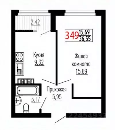 1-к кв. Свердловская область, Екатеринбург ул. Лыжников, 3 (36.5 м) - Фото 0