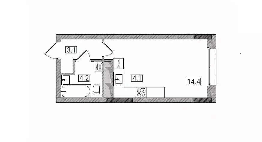 Студия Кировская область, Киров Мелькомбинатовский проезд, 3 (25.8 м) - Фото 1