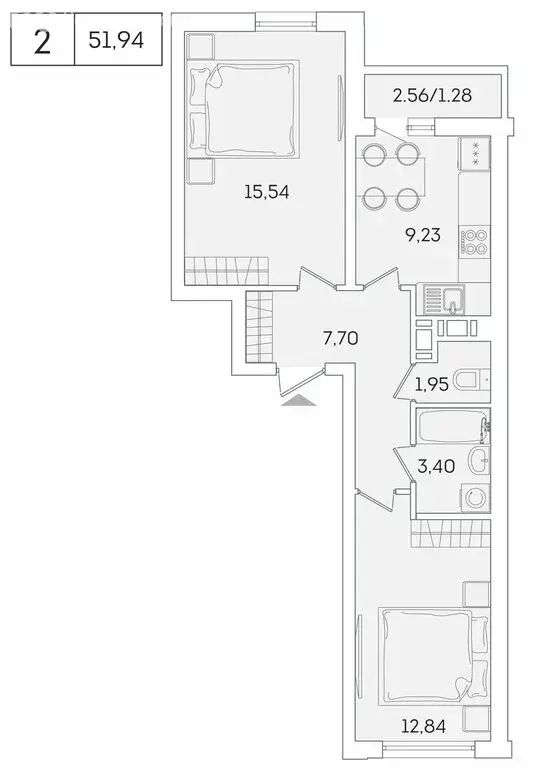 2-комнатная квартира: Мурино, Графская улица, 6к4 (50.4 м) - Фото 0