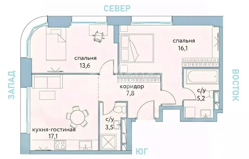 3-к кв. Москва ул. Крузенштерна, 4 (63.1 м) - Фото 1