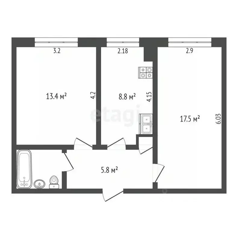 2-к кв. Ямало-Ненецкий АО, Новый Уренгой Советский мкр, 3/4 (50.5 м) - Фото 1