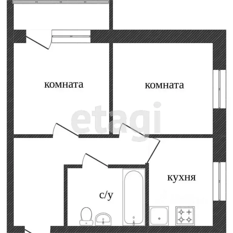 2-к кв. Челябинская область, Миасс ул. Тельмана, 54 (41.1 м) - Фото 0