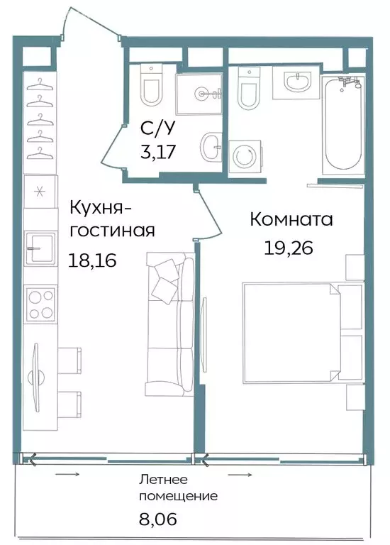 1-комнатная квартира: Республика Крым, Саки, курортный кластер Темпо ... - Фото 0