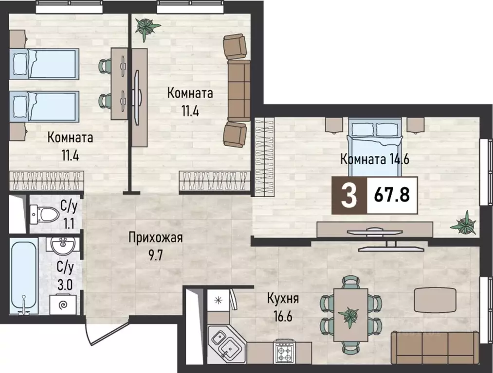 3-к кв. Ставропольский край, Железноводск городской округ, пос. ... - Фото 1