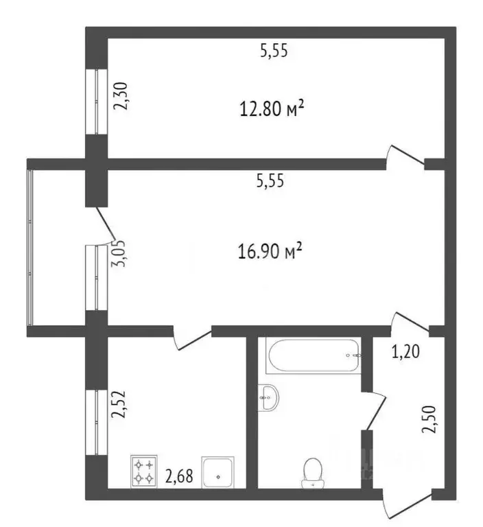 2-к кв. Калужская область, Калуга ул. Билибина, 26 (43.7 м) - Фото 1