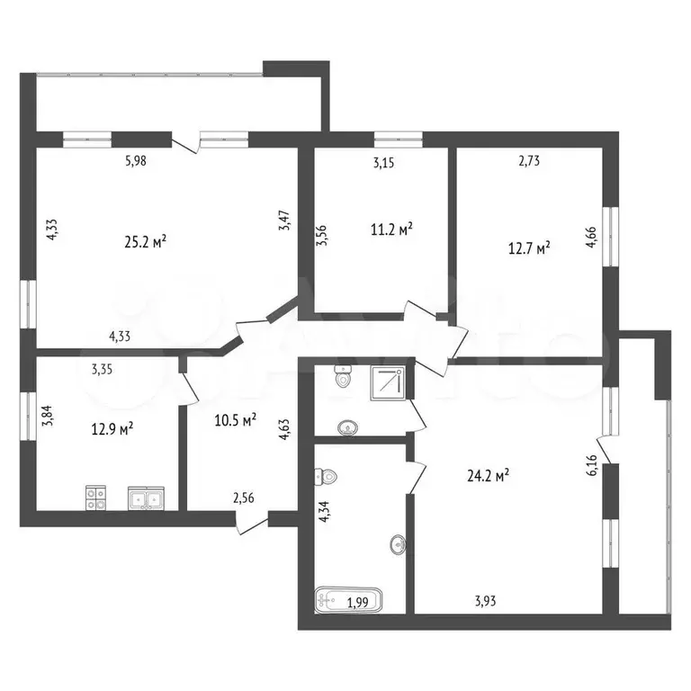4-к. квартира, 111,7 м, 7/12 эт. - Фото 0