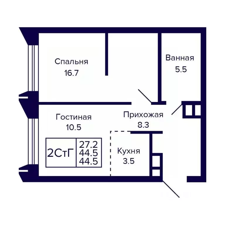 2-к кв. Новосибирская область, Новосибирск ул. Грибоедова (44.5 м) - Фото 0