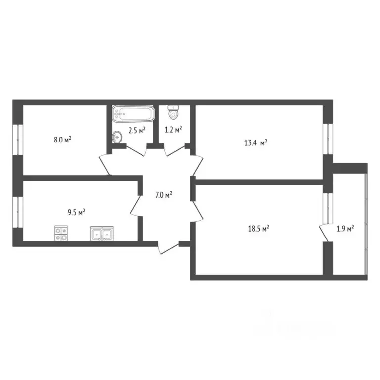 3-к кв. Тюменская область, Тюмень ул. Боровская, 2Б (60.0 м) - Фото 2