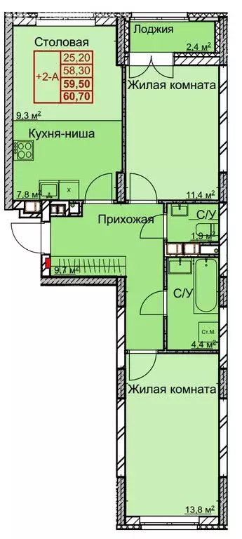 2-комнатная квартира: Нижний Новгород, улица Профинтерна, 17 (59.5 м) - Фото 0