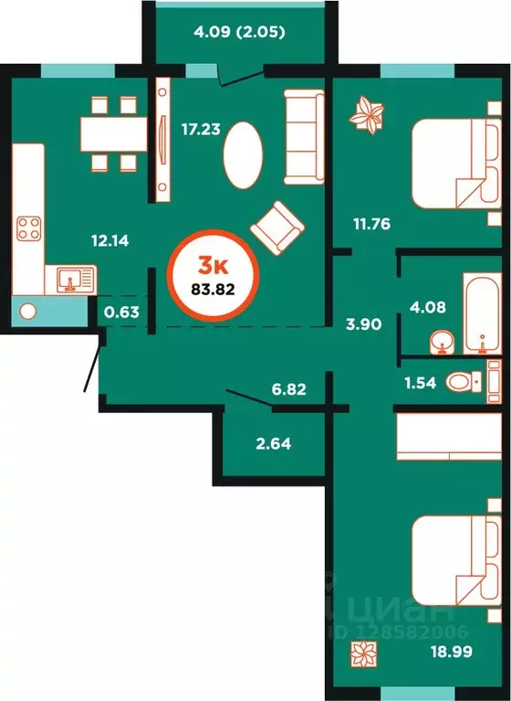 3-к кв. Калининградская область, Калининград Пригородная ул., 11 ... - Фото 1