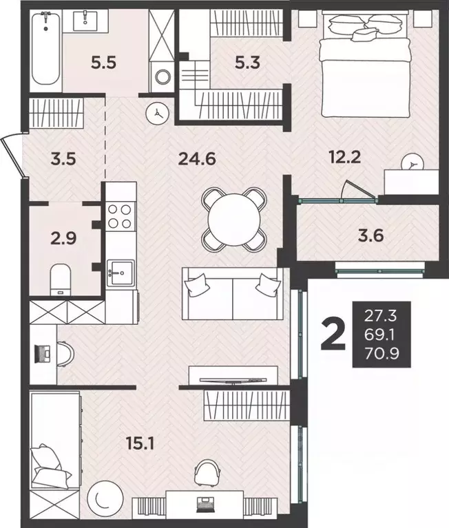 3-к кв. Архангельская область, Северодвинск  (70.9 м) - Фото 0