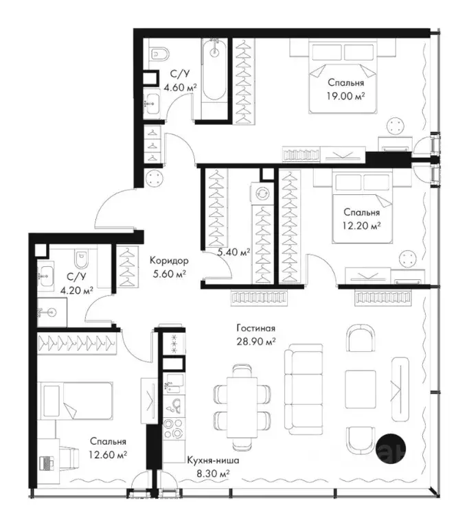 3-к кв. Москва Северный ао, Беговой р-н, Слава жилой комплекс (100.8 ... - Фото 2