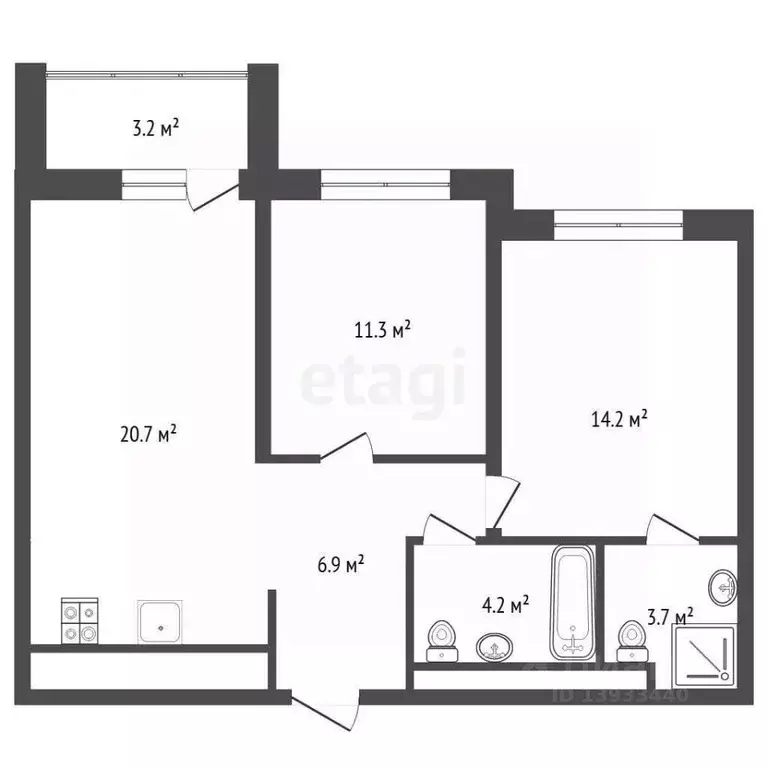 2-к кв. Тюменская область, Тюмень ул. Разведчика Кузнецова, 16 (64.2 ... - Фото 1