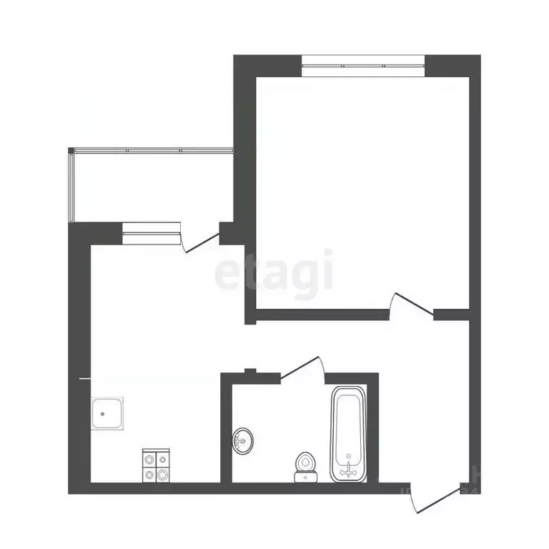 1-к кв. Тюменская область, Тюмень ул. Федюнинского, 30к1 (38.6 м) - Фото 2