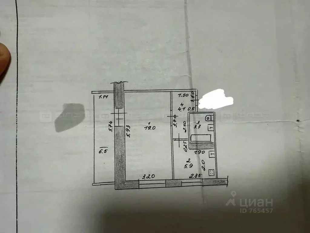 1-к кв. Татарстан, Казань ул. Сафиуллина, 28 (38.6 м) - Фото 2