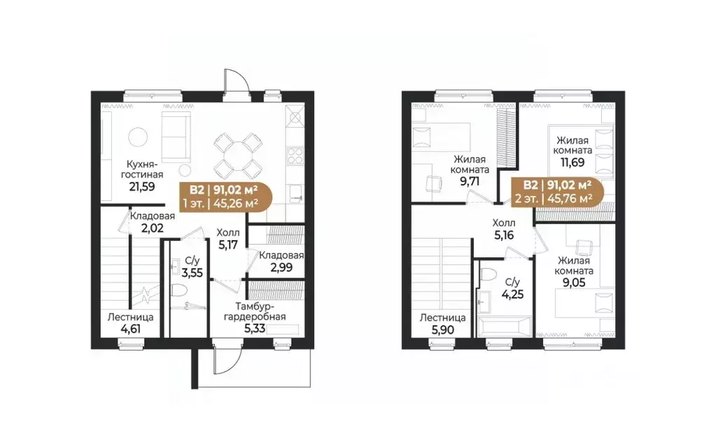 Таунхаус в Ленинградская область, Всеволожск ш. Южное (91 м) - Фото 1