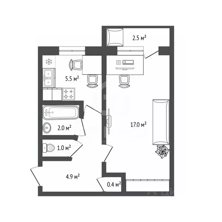 1-к кв. Санкт-Петербург Бухарестская ул., 72К2 (32.0 м) - Фото 2