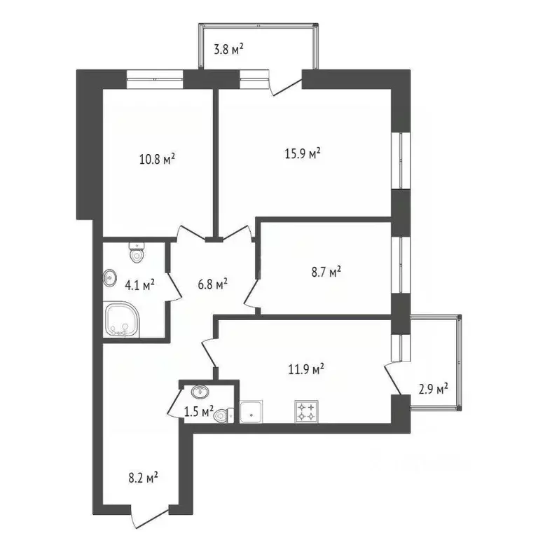 3-к кв. Красноярский край, Красноярск ул. Мужества, 10В (68.0 м) - Фото 2