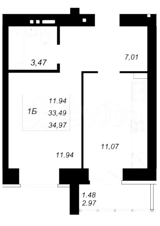 1-к. квартира, 35 м, 3/10 эт. - Фото 0