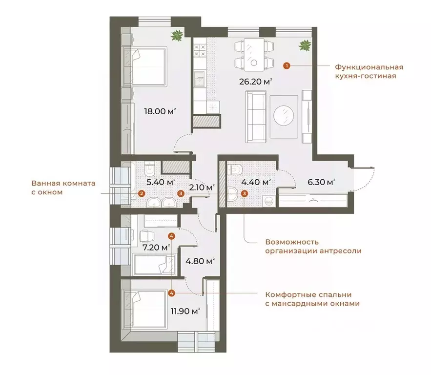 3-к кв. Санкт-Петербург Зеленогорская ул., 3 (87.9 м) - Фото 0