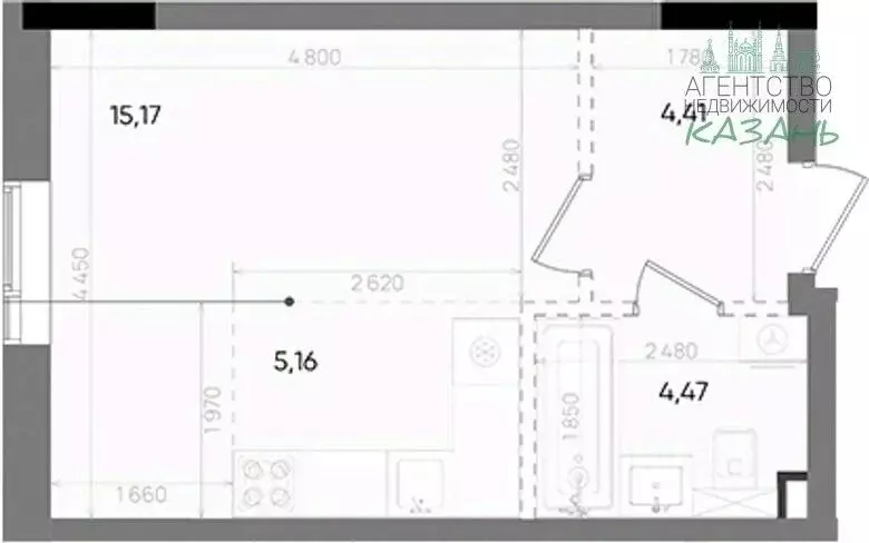 Студия Татарстан, Казань ул. Аделя Кутуя, 167 (30.0 м) - Фото 2