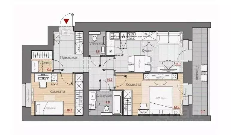 2-к кв. Новгородская область, Великий Новгород Псковская ул., 66 (57.0 ... - Фото 1