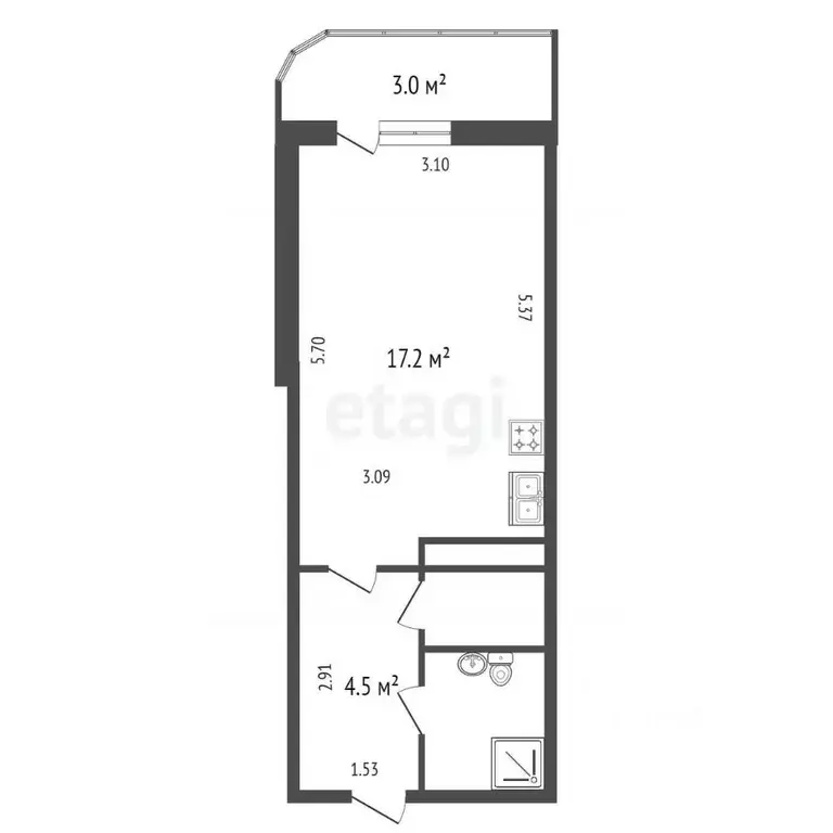 Студия Санкт-Петербург Ленинский просп., 82к3 (25.9 м) - Фото 1