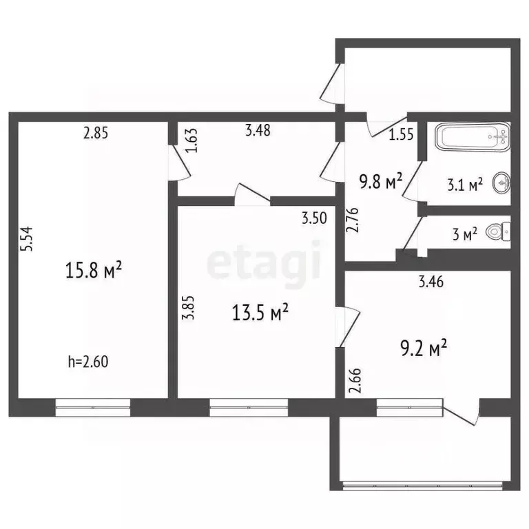 2-к кв. Владимирская область, Ковров ул. Строителей, 13 (53.0 м) - Фото 1