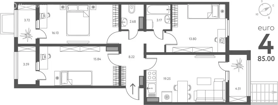 2-комнатная квартира: Липецк, улица Перова, 2Д (85 м) - Фото 0