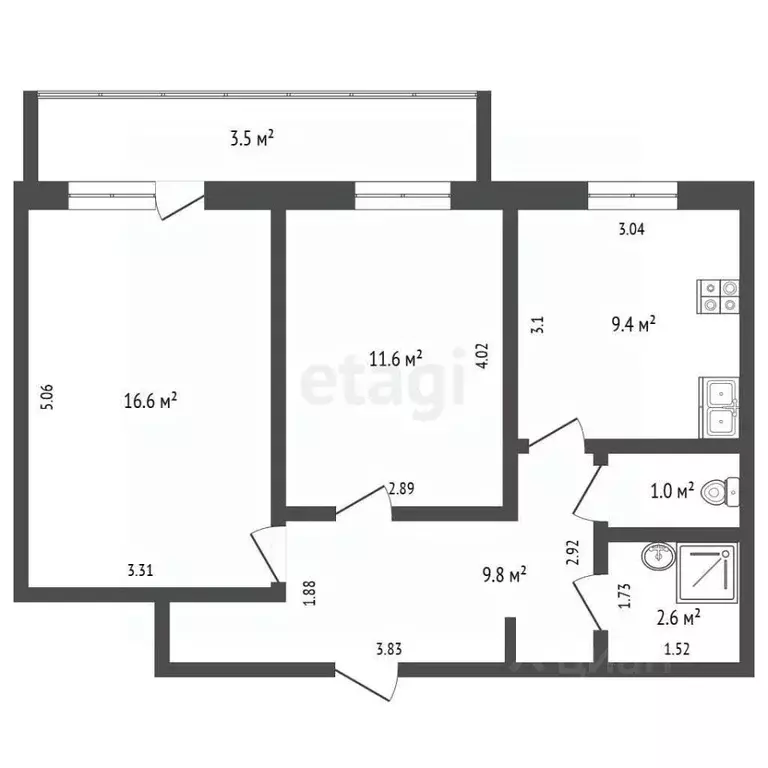 2-к кв. Татарстан, Альметьевск Советская ул., 125 (51.1 м) - Фото 1