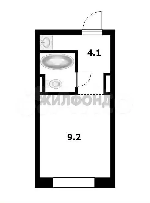 Квартира-студия, 15,8 м, 1/9 эт. - Фото 0