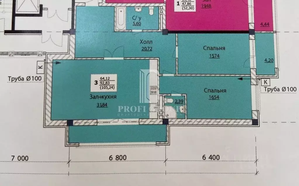 3-к кв. Дагестан, Махачкала ул. Тулпара Мусалаева (105.0 м) - Фото 2