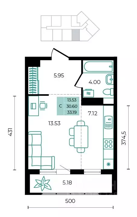 Студия Адыгея, Майкопский район, пос. Тульский  (33.19 м) - Фото 1