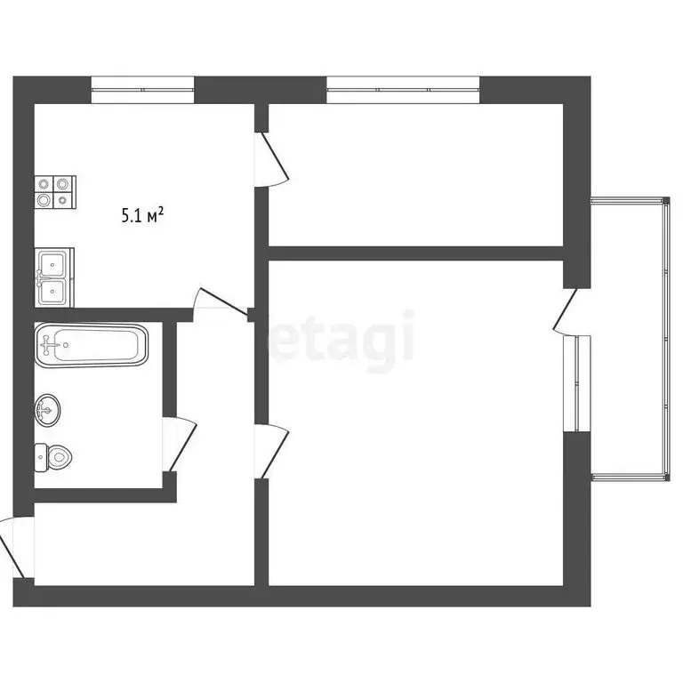 1-комнатная квартира: Ижевск, улица имени Вадима Сивкова, 156 (30.3 м) - Фото 1