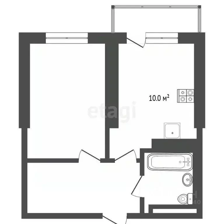 1-к кв. Тюменская область, Тюмень Таежная ул., 2 (34.9 м) - Фото 1