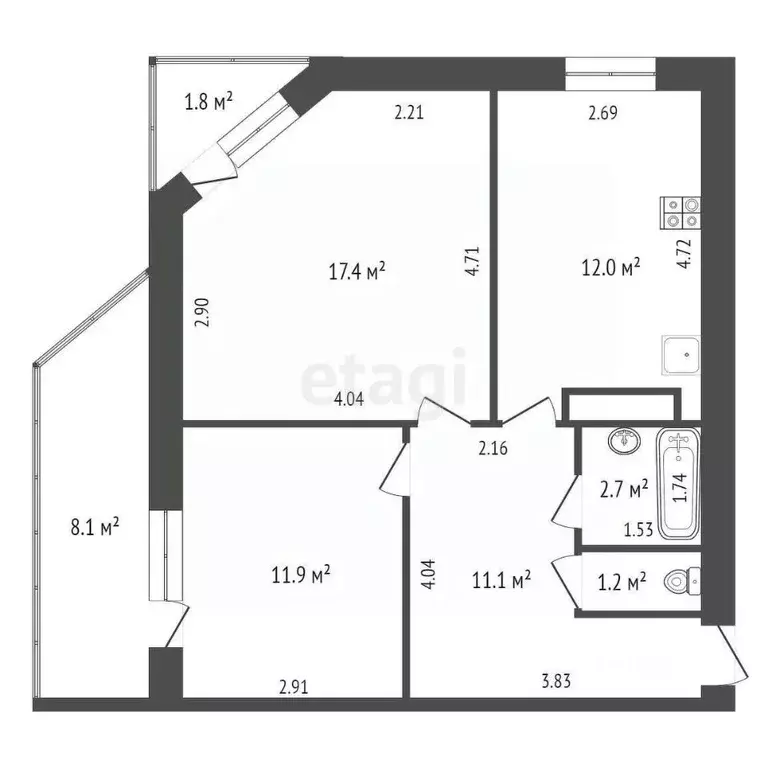 2-к кв. Ростовская область, Ростов-на-Дону Стабильная ул., 9 (56.3 м) - Фото 1